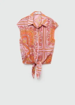 MANGO Koszule I Bluzki*Wzorzysta koszula z kokardą