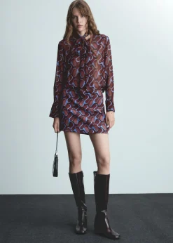 MANGO Koszule I Bluzki*Wzorzysta koszula z kokardą