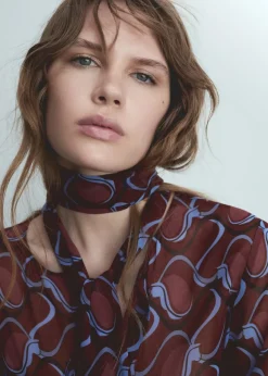 MANGO Koszule I Bluzki*Wzorzysta koszula z kokardą