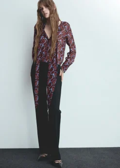 MANGO Koszule I Bluzki*Wzorzysta koszula z kokardą