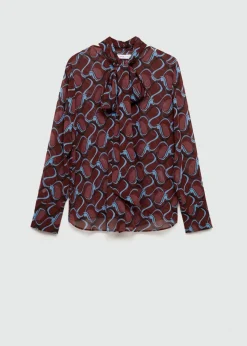 MANGO Koszule I Bluzki*Wzorzysta koszula z kokardą