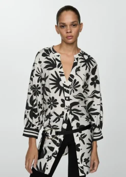 MANGO Koszule I Bluzki*Wzorzysta koszula z kokardą