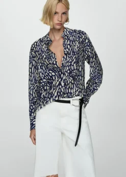 MANGO Koszule I Bluzki*Wzorzysta koszula z lyocellu