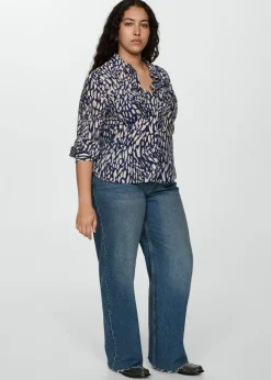 MANGO Koszule I Bluzki*Wzorzysta koszula z lyocellu