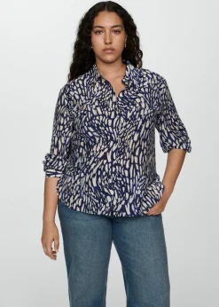 MANGO Koszule I Bluzki*Wzorzysta koszula z lyocellu