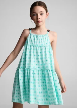 Dzieci MANGO Sukienki I Kombinezony*Wzorzysta sukienka z koralikami