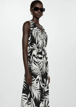 MANGO Sukienki I Kombinezony*Wzorzysta sukienka z wiązaniem