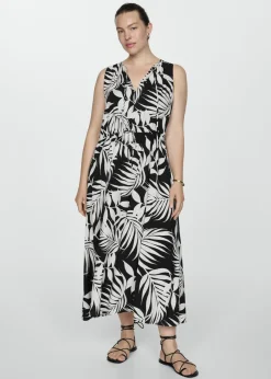 MANGO Sukienki I Kombinezony*Wzorzysta sukienka z wiązaniem
