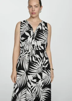 MANGO Sukienki I Kombinezony*Wzorzysta sukienka z wiązaniem