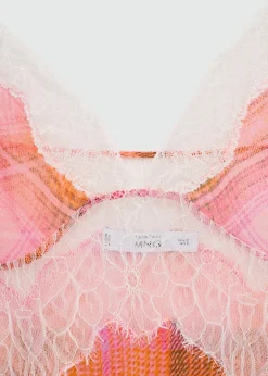 MANGO Topy*Wzorzysty top z koronką