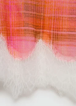 MANGO Topy*Wzorzysty top z koronką