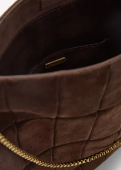 MANGO Torebki|Akcesoria Skórzane*Zamszowa torba z łańcuchem