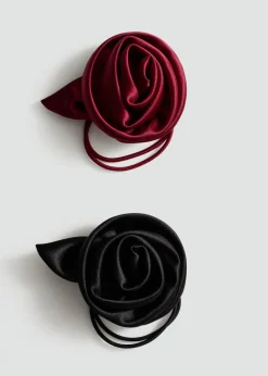 MANGO Więcej Akcesoriów*Zestaw 2 gumek do włosów z motywem kwiatu