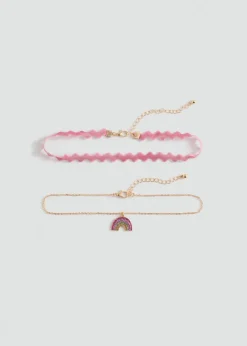 Dzieci MANGO Biżuteria|Akcesoria*Zestaw 2 naszyjników z tęczą