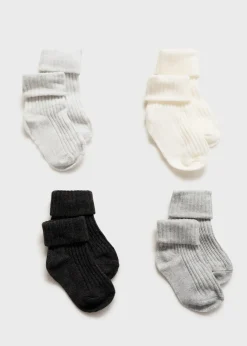 Dzieci MANGO Skarpetki I Rajstopy*Zestaw 4 par prążkowanych skarpetek