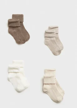 Dzieci MANGO Skarpetki I Rajstopy*Zestaw 4 par prążkowanych skarpetek
