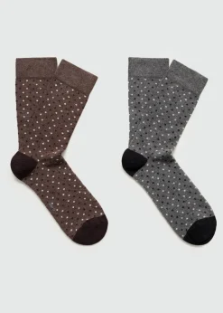 MANGO Bielizna*Zestaw 2 par skarpetek bawełnianych z haftowanym motywem