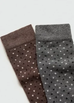 MANGO Bielizna*Zestaw 2 par skarpetek bawełnianych z haftowanym motywem