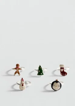 Dzieci MANGO Biżuteria*Zestaw 5 pierścionków w świątecznym stylu